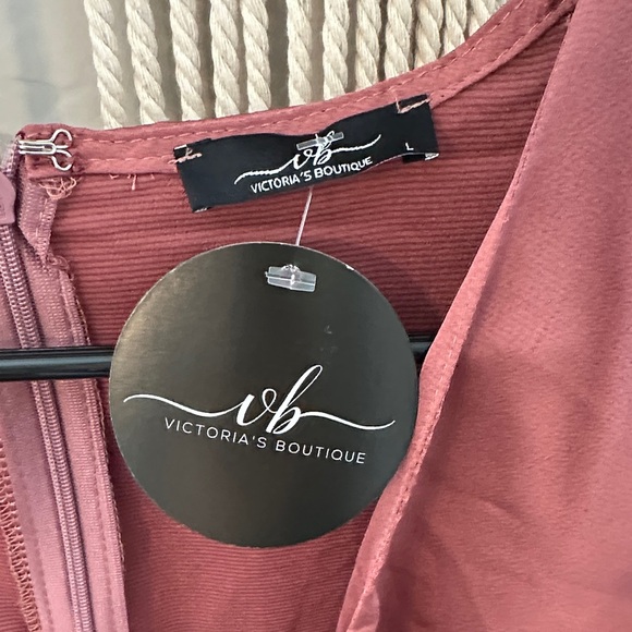 Chic Long Sleeve Tie-Front Dress in Dusty Rose - Picture 2 of 4